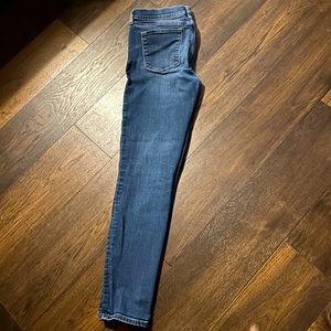 J Crew Skinnies, size 28, lightly distressed, solid blue